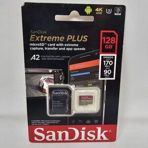 SanDisk Extreme PLUS 128GB microSD SDXC UHS-I Memory Card 170MB/s 90 MB/s A2 -A3